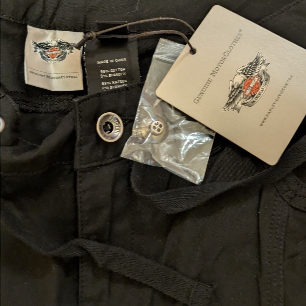 Harley-Davidson Pants Womens 6 Black Roll Up Relaxed Fit Motor Biker New - Picture 6 of 12
